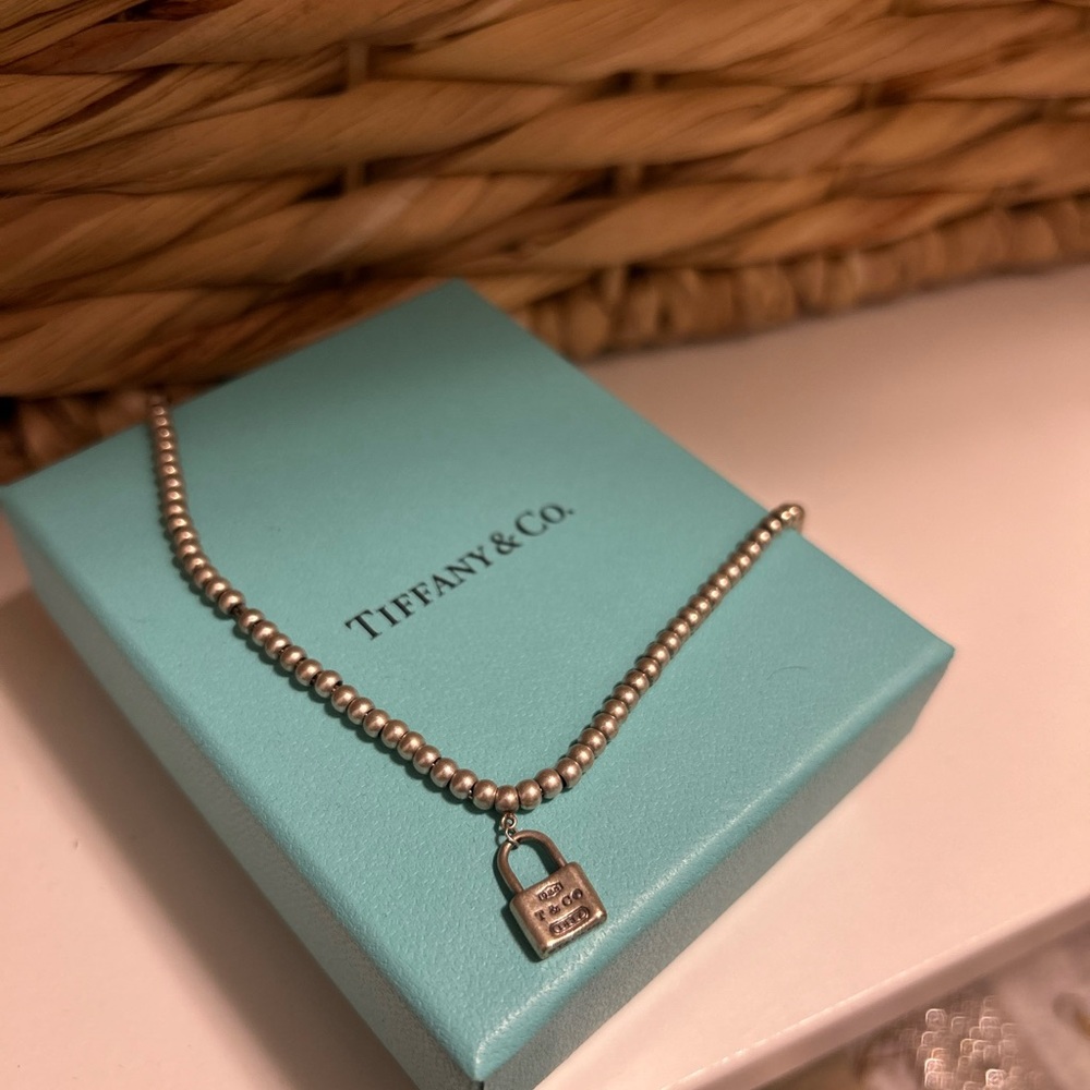 Tiffany & Co. Silver Beaded Bracelet with Lock Charm